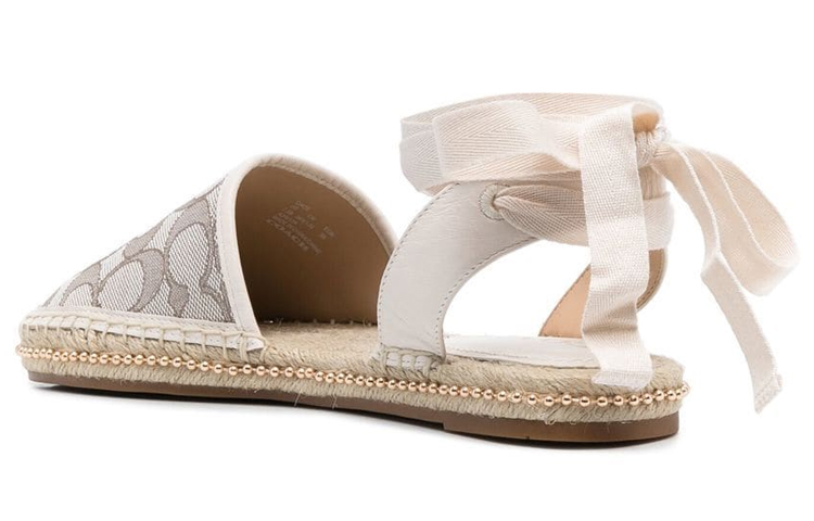 (W) Coach Classic Print Ankle Wrap Espadrille 'Beige' 圖 4