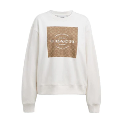 (Women) Coach Classic White Cotton Long-Sleeve Sweatshirt CCA93_WHT