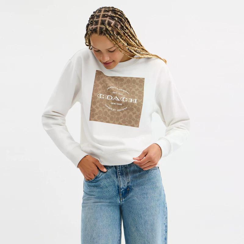 Lookbook (W) Coach 經典白色長袖棉質運動衫 CCA93_WHT CCA93-WHT