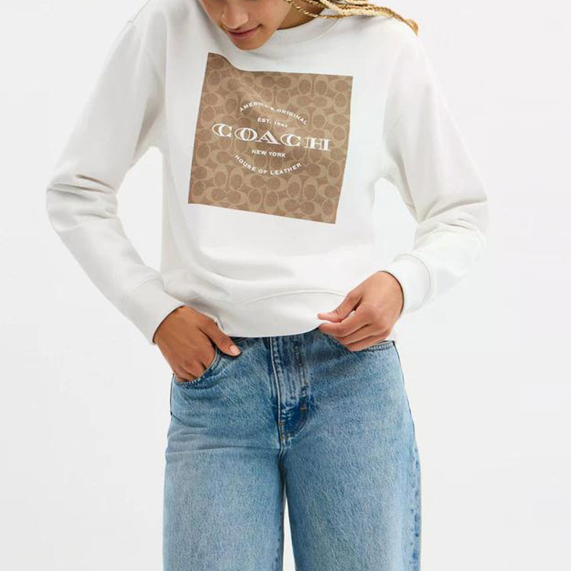 Purchase (W) Coach 經典白色長袖棉質運動衫 CCA93_WHT CCA93-WHT