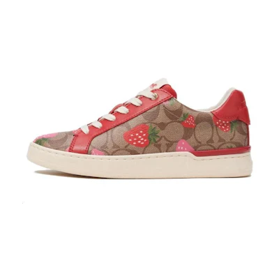 (W) Coach Clip Low Top 'Red Leather'