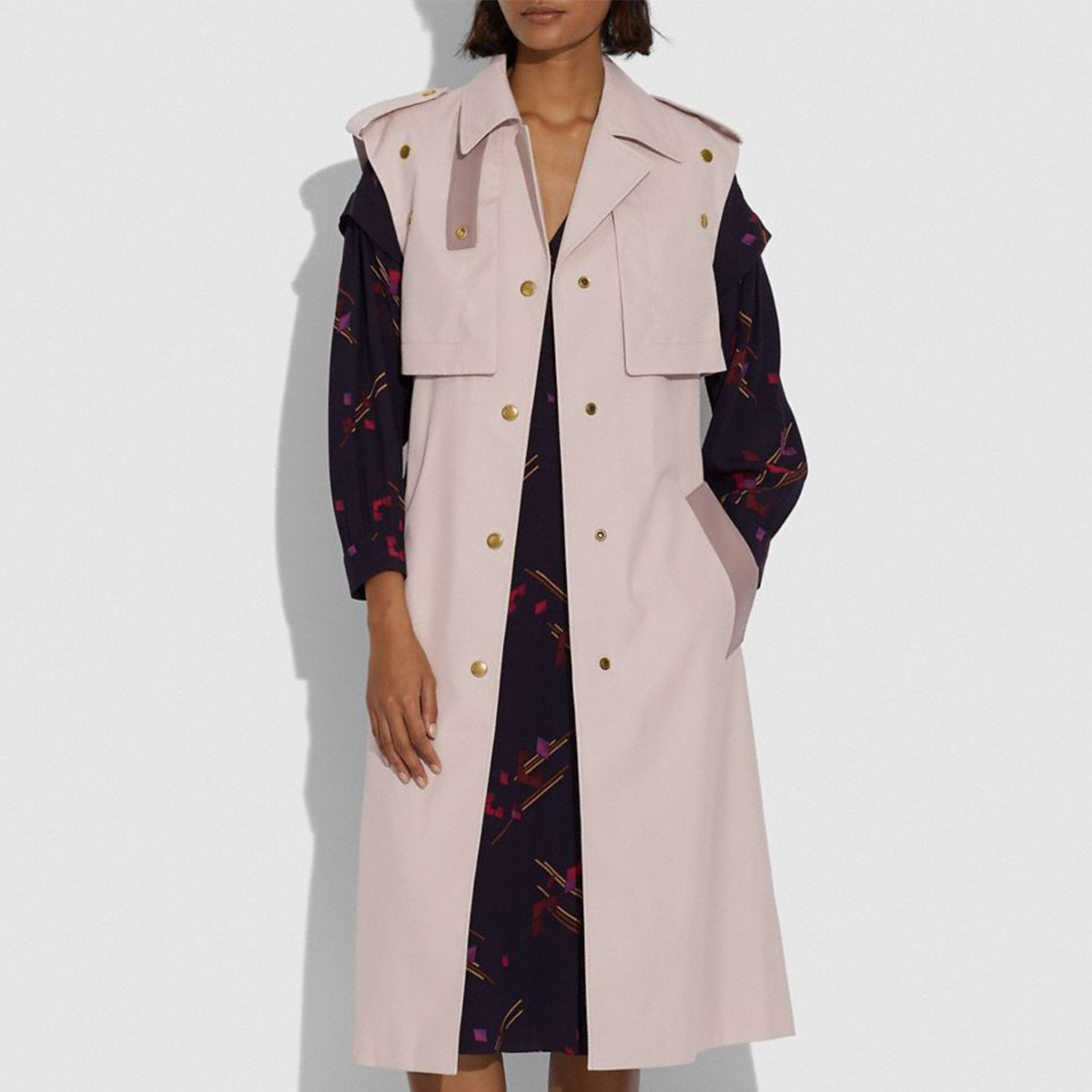 Purchase (Women) COACH Colorblock Trench Coat with Detachable Sleeves for Women - Pink C2210-S78