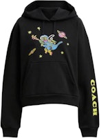 (Women) COACH Cosmic Coach Black Hoodie with Raglan Sleeves FW24. CX181-BLK (Women) COACH Cosmic Coach Black Hoodie with Raglan Sleeves FW24. CX181-BLK