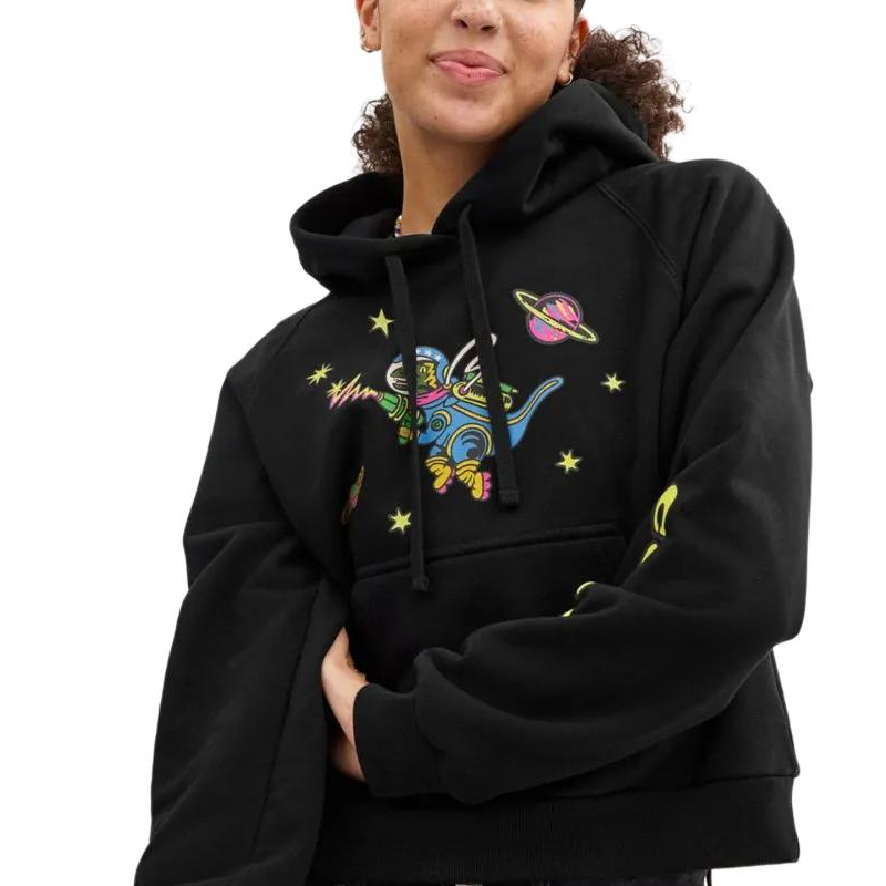 Purchase (Women) COACH Cosmic Coach  Black Hoodie with Raglan Sleeves FW24. CX181-BLK