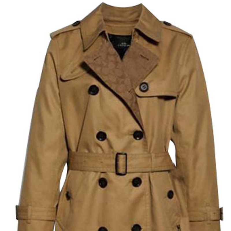 Lookbook (Women) COACH Double-Breasted Trench Coat Khaki Monogram Long Sleeve. 89627-EAL