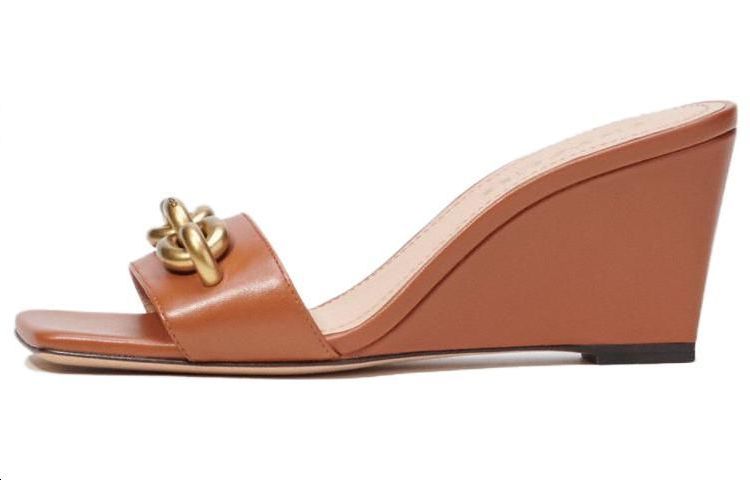 (Women) Coach Elise Wedge 'Black Leather One-Strap Slides' CK001_BAR