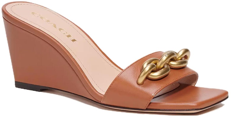(Women) Coach Elise Wedge 'Black Leather One-Strap Slides' CK001_BAR Order (Women) Coach Elise Wedge 'Black Leather One-Strap Slides' CK001_BAR