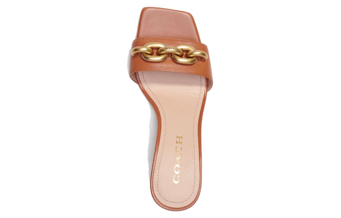 Lookbook (Women) Coach Elise Wedge 'Black Leather One-Strap Slides' CK001_BAR