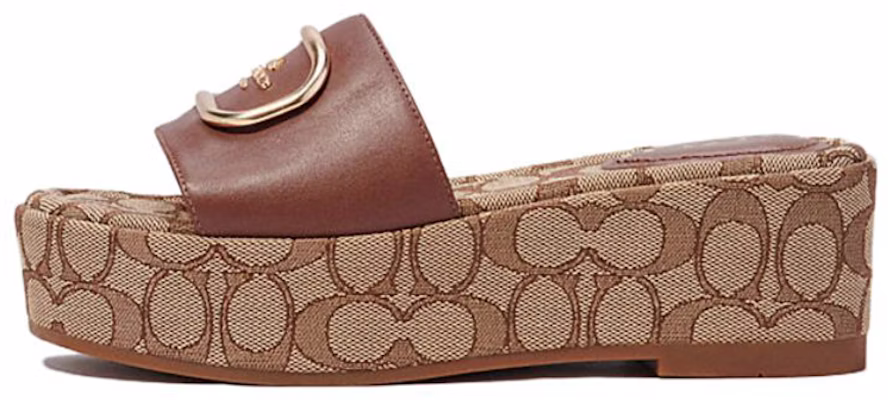 COACH蔻馳 Eloise 真皮 經典標誌型 織帶 時尚涼拖 女款 棕色 Buy COACH蔻馳 Eloise 真皮 經典標誌型 織帶 時尚涼拖 女款 棕色