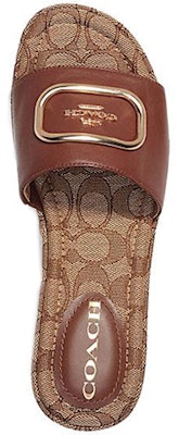 COACH蔻馳 Eloise 真皮 經典標誌型 織帶 時尚涼拖 女款 棕色 Shop COACH蔻馳 Eloise 真皮 經典標誌型 織帶 時尚涼拖 女款 棕色