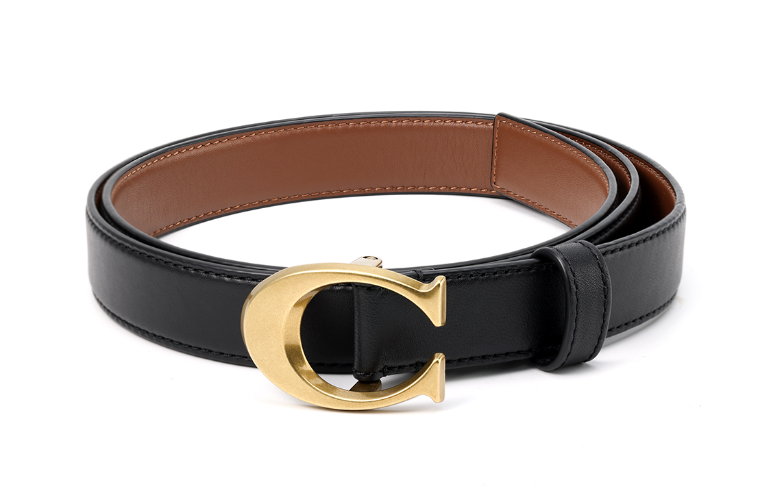 Order (W) COACH 壓紋字母可翻轉PVC皮革腰帶 黑色/棕色 2.5cm 83960-B4FD7