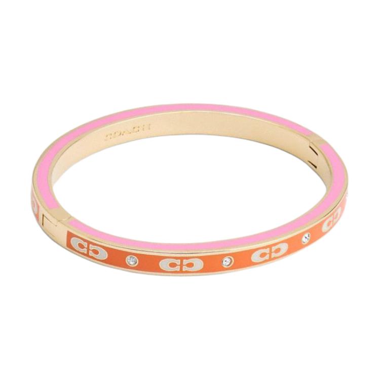 (Women) COACH Enamel Pink Bracelet with Letter Logo Design for Women. CV259-UJH