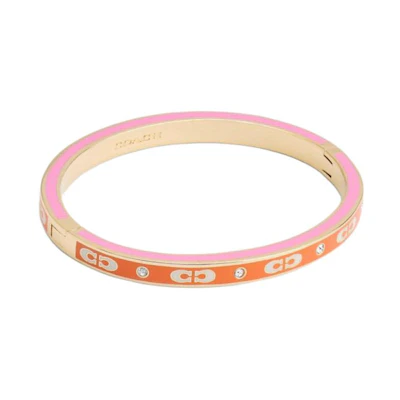 (Women) COACH Enamel Pink Bracelet with Letter Logo Design for Women. CV259-UJH