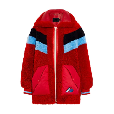 (Women) COACH FW21 Color Block Shearling Ski Jacket Women’s Red C7903-TOZ