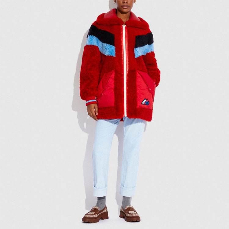 (Women) COACH FW21 Color Block Shearling Ski Jacket Women’s Red C7903-TOZ 圖 3