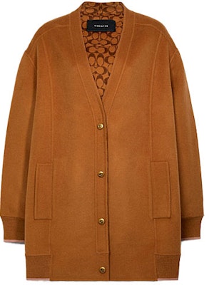 (Women) COACH FW21 Double-Sided Wool Cardigan Sweater Coat - Camel Color. CD967-CAM Buy (Women) COACH FW21 Double-Sided Wool Cardigan Sweater Coat - Camel Color. CD967-CAM