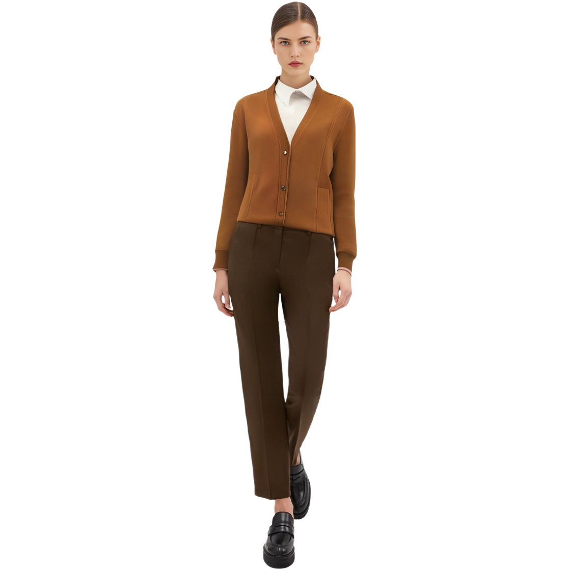 Lookbook (Women) COACH FW21 Double-Sided Wool Cardigan Sweater Coat - Camel Color. CD967-CAM