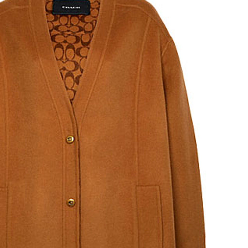 Sizing (Women) COACH FW21 Double-Sided Wool Cardigan Sweater Coat - Camel Color. CD967-CAM
