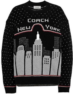 (Women) COACH FW21 Holiday Urban Skyline Wool Sweater Black C2193-BLK Order (Women) COACH FW21 Holiday Urban Skyline Wool Sweater Black C2193-BLK