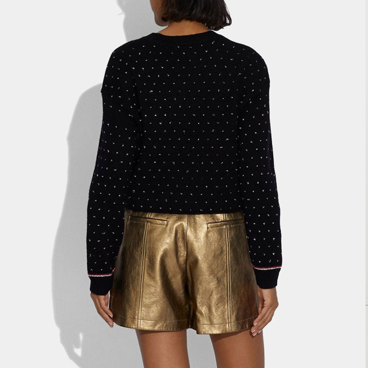 Purchase (Women) COACH FW21 Holiday Urban Skyline Wool Sweater Black C2193-BLK