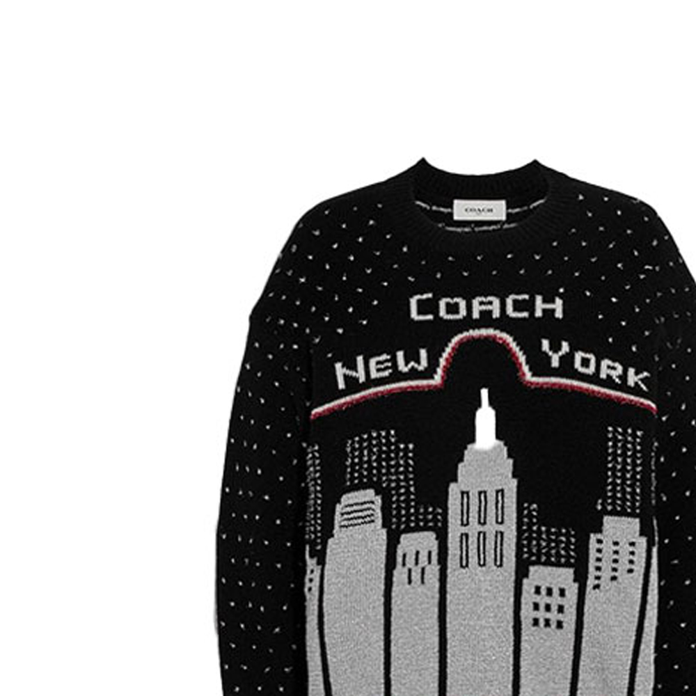 Details for (Women) COACH FW21 Holiday Urban Skyline Wool Sweater Black C2193-BLK