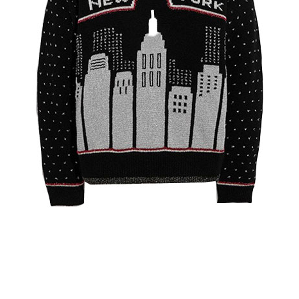 Sizing (Women) COACH FW21 Holiday Urban Skyline Wool Sweater Black C2193-BLK