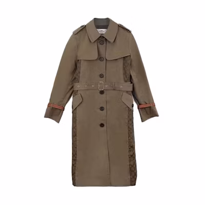 (Women) COACH FW21 Long Single-Breasted Trench Coat Laurel Green. 89640-OHD