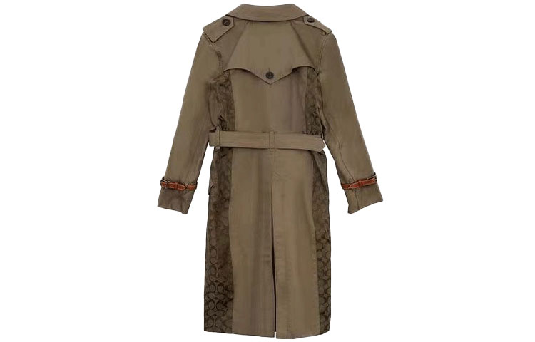 Lookbook (Women) COACH FW21 Long Single-Breasted Trench Coat Laurel Green. 89640-OHD