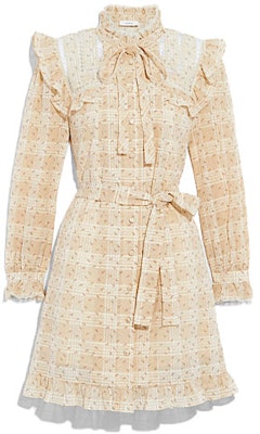 (W) COACH FW21 Gaun Lengan Panjang A-Line Kotak-Kotak Coklat. C7894-TN2 Order (W) COACH FW21 Gaun Lengan Panjang A-Line Kotak-Kotak Coklat. C7894-TN2