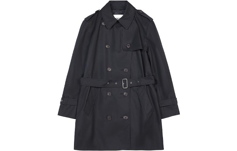 Order (Women) COACH FW22  Black Double-Breasted Trench Coat with Belt. C8771-BLK