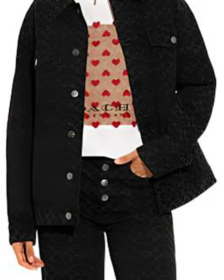 (W) COACH FW22 Jaket Denim Oversized Logo Jacquard Hitam. CG583-BLK Shop (W) COACH FW22 Jaket Denim Oversized Logo Jacquard Hitam. CG583-BLK