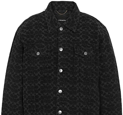 (W) COACH FW22 Jaket Denim Oversized Logo Jacquard Hitam. CG583-BLK Purchase (W) COACH FW22 Jaket Denim Oversized Logo Jacquard Hitam. CG583-BLK