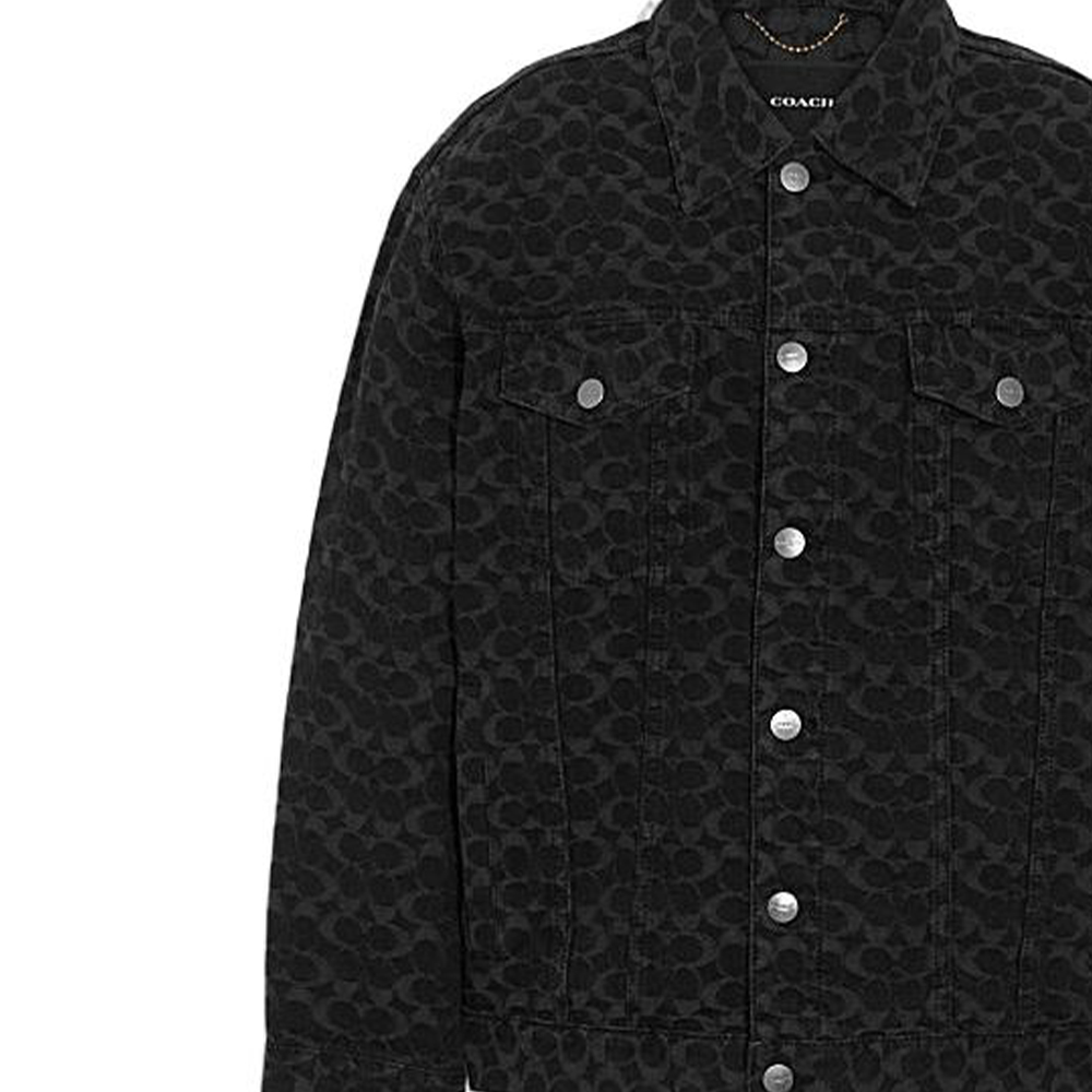 Details for (W) COACH FW22 Jaket Denim Oversized Logo Jacquard Hitam. CG583-BLK