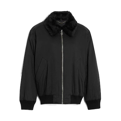 (Women) COACH FW22 Black MA-1 Detachable Collar Cotton Jacket CD268-BLK