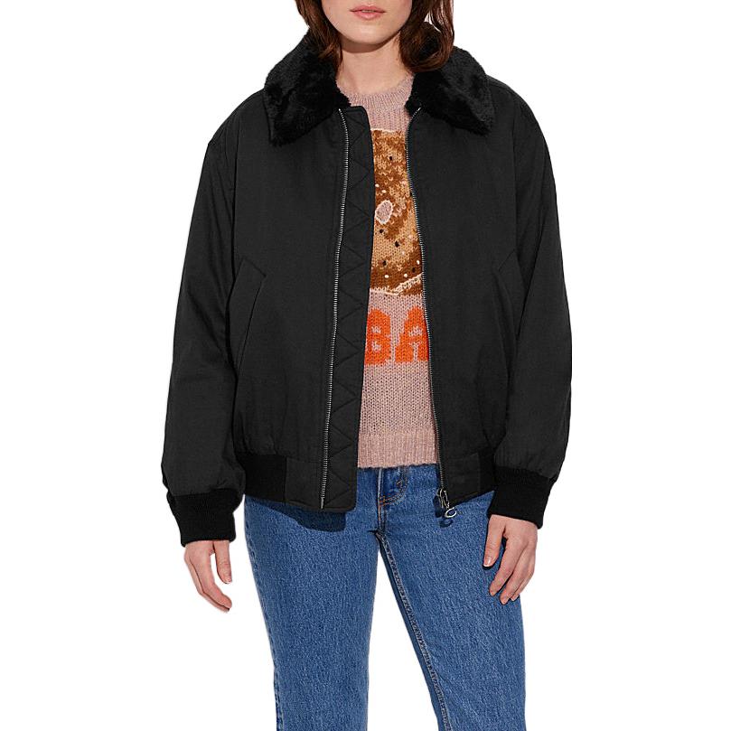 (Women) COACH FW22  Black MA-1 Detachable Collar Cotton Jacket CD268-BLK 圖 3