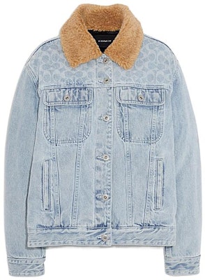 (W) COACH FW22 Jaket Denim Biru dengan Kerah Bulu Warna Blok. CB819-DEN Order (W) COACH FW22 Jaket Denim Biru dengan Kerah Bulu Warna Blok. CB819-DEN