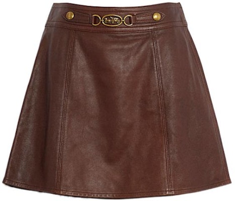 (Women) COACH FW22 Brown Leather Mini Skirt - Solid Color Statusy Design. CD737-BRN Buy (Women) COACH FW22 Brown Leather Mini Skirt - Solid Color Statusy Design. CD737-BRN