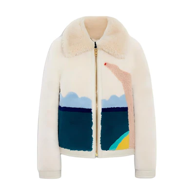 (Women) COACH FW22 Colorblock Casual Collar Jacket - White CA693-L38