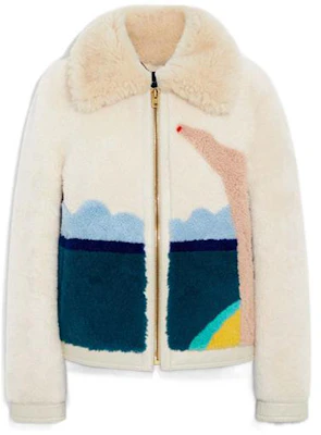 (Women) COACH FW22 Colorblock Casual Collar Jacket - White CA693-L38 Order (Women) COACH FW22 Colorblock Casual Collar Jacket - White CA693-L38