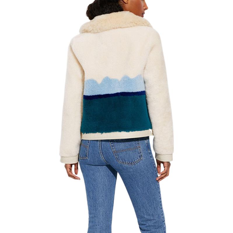 (Women) COACH FW22  Colorblock Casual Collar Jacket - White CA693-L38 圖 4