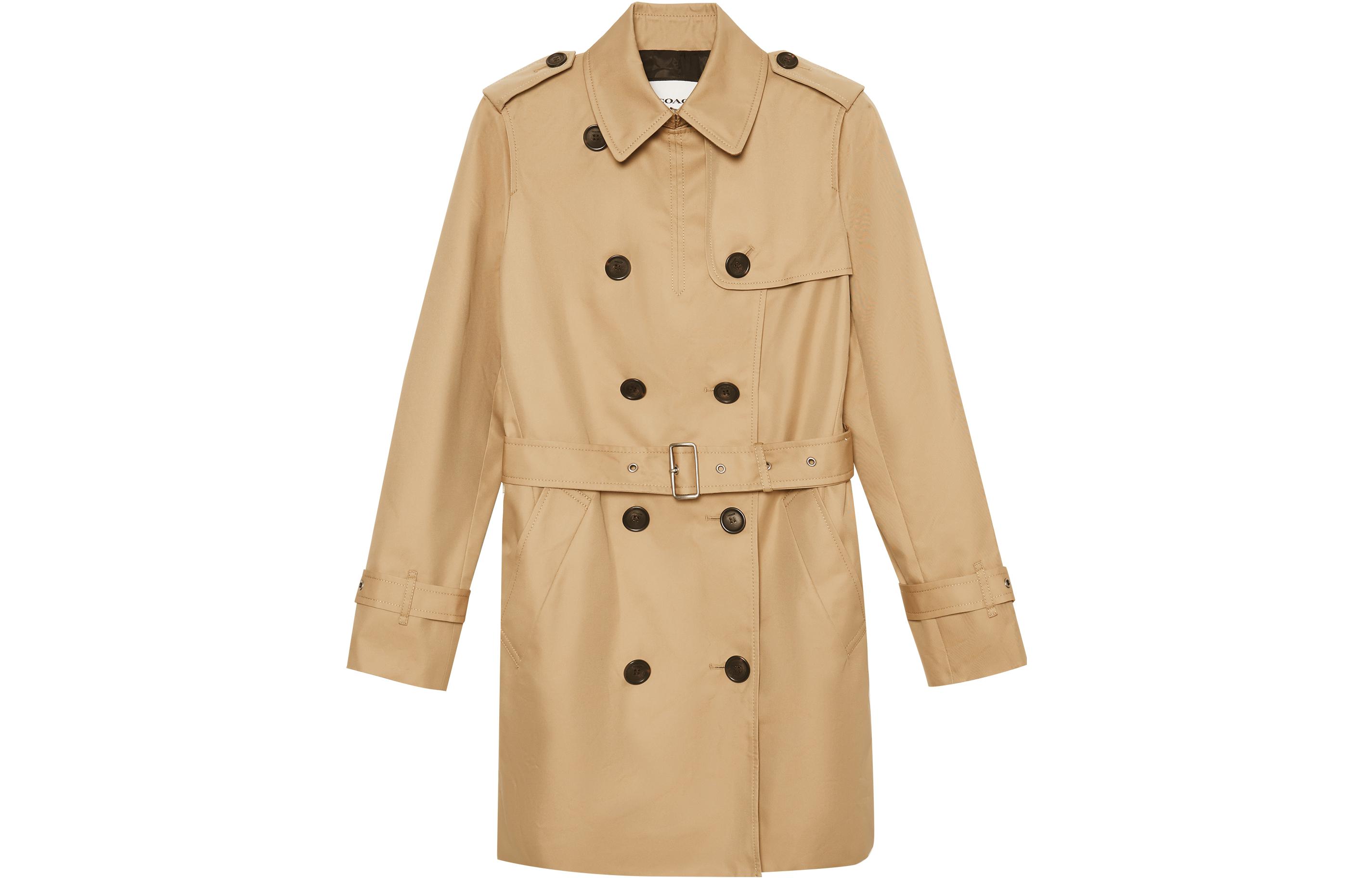 (Women) COACH FW22  Double-Breasted Belted Trench Coat in Khaki. C8771-EAL
