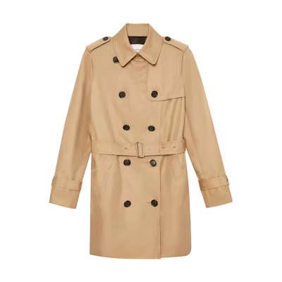 (Women) COACH FW22 Double-Breasted Belted Trench Coat in Khaki. C8771-EAL