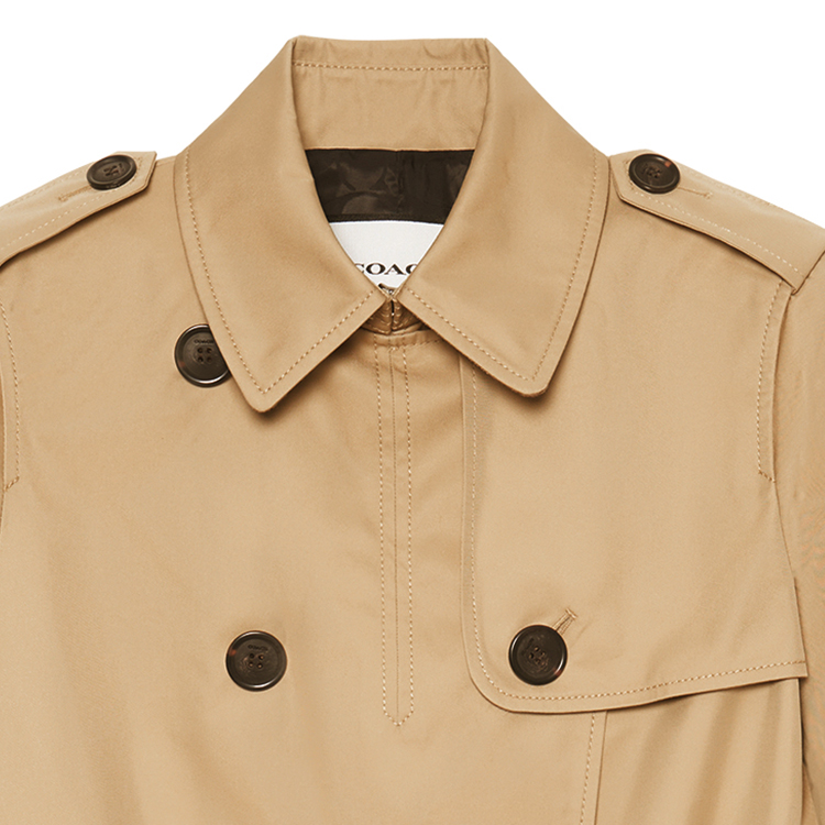 Purchase (Women) COACH FW22  Double-Breasted Belted Trench Coat in Khaki. C8771-EAL