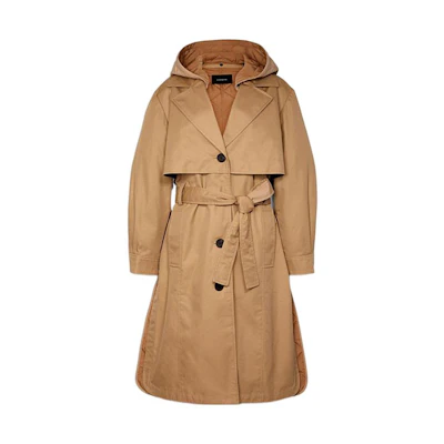 (Women) COACH FW22 Light Brown Quilted Belted Trench Coat. C6543-EAL