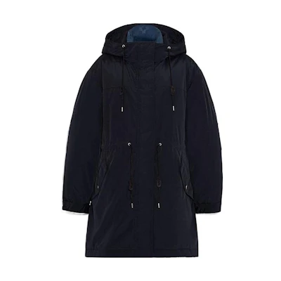 (Women) COACH FW22 Navy Blue Solid Color 3-in-1 Hoodie Jacket Medium Length CB644-NAV
