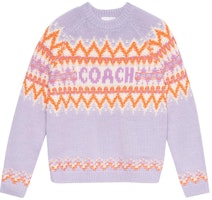 (Women) COACH FW22 Patterned Jacquard Ski Knit Sweater in Lilac Purple. CE892-LIL (Women) COACH FW22 Patterned Jacquard Ski Knit Sweater in Lilac Purple. CE892-LIL