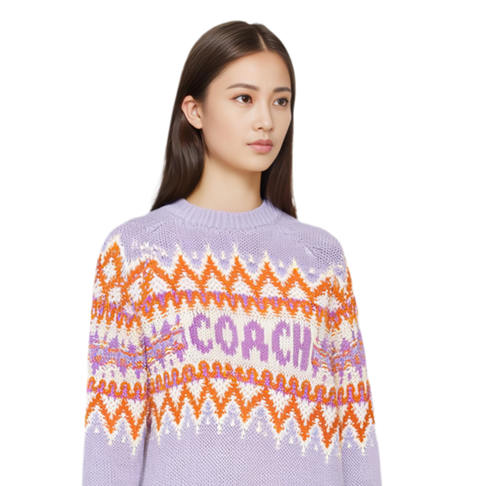 Purchase (W) コーチ FW22 パターン ジャカード スキー ニット セーター ライラック パープル CE892-LIL