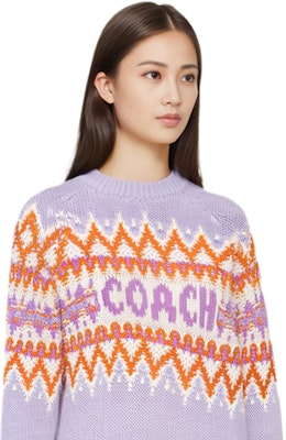 (W) 코치 FW22 패턴 자카드 스키 니트 스웨터 라일락 퍼플. CE892-LIL Purchase (W) 코치 FW22 패턴 자카드 스키 니트 스웨터 라일락 퍼플. CE892-LIL