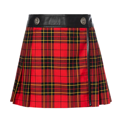 (Women) COACH FW22 Plaid Patchwork Casual Skirt Red-Color. CG590-REM