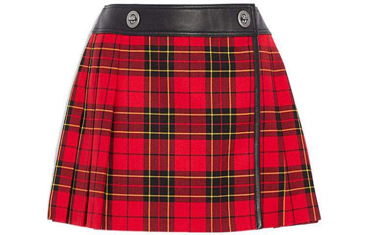 Order (W) COACH FW22 格紋拼接休閒裙 紅色. CG590-REM